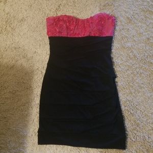Black and pink mini dress